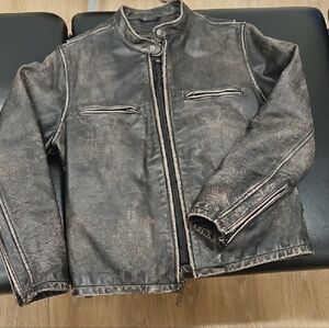 J. Crew Black Leather Bomber Jacket